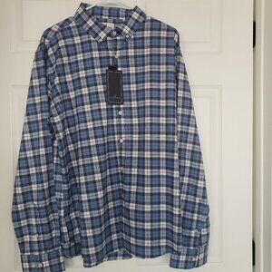 Chatham Road Collection Mens Soft Fabric Button Down Blue White Plaid Sz XXL NWT